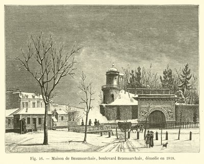 Maison de Beaumarchais, boulevard Beaumarchais, démolie en 1818 - French School