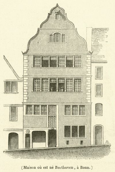 Maison ou est ne Beethoven, a Bonn (gravure) - French School