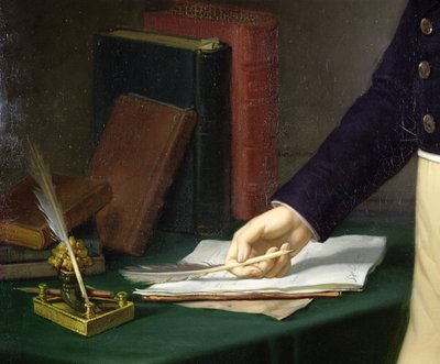 Homme tenant un stylo dans sa main droite, vers 1830-40 - French School