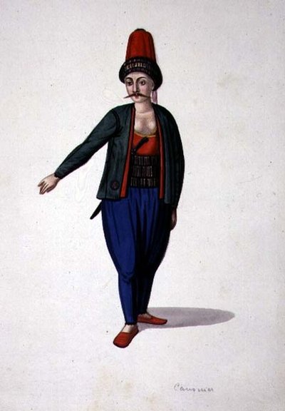 Homme avec un poignard, période ottomane, troisième quart du 18ème siècle - French School