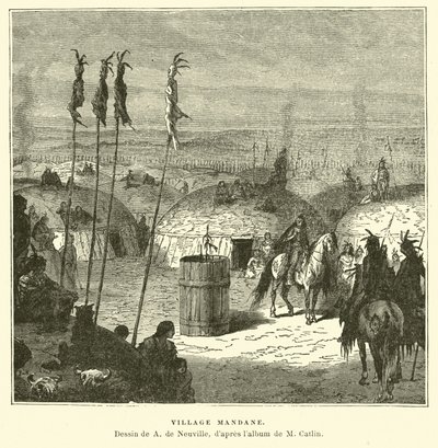 Village Mandan, Amérique du Nord - French School