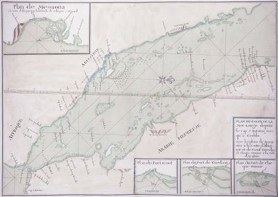 Carte manuscrite de la partie sud de la mer Rouge, de la Corne de l