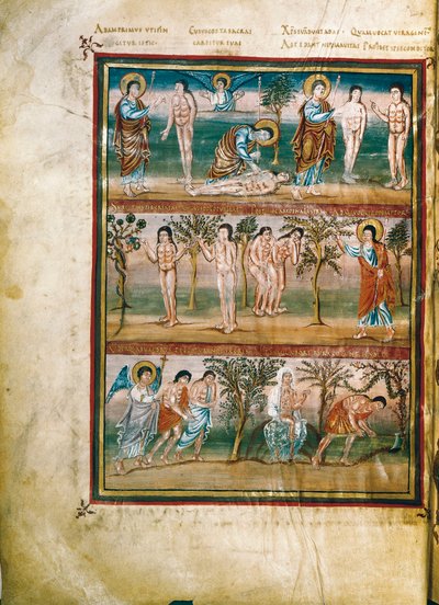 Page de manuscrit représentant des épisodes de la vie d