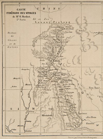 Carte du Laos et du fleuve Mékong montrant l