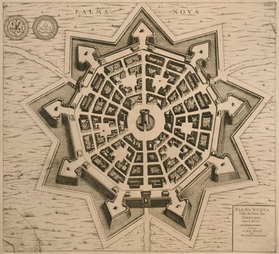 Carte de Palmanova, de Les Villes de Vénétie, 1704, publiée par Rutgert Alberts à La Haye - French School