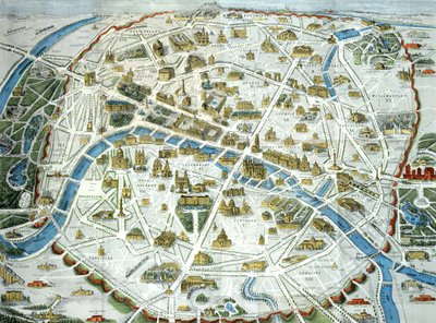 Carte de Paris représentant les monuments célèbres de la ville, 1882 - French School