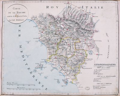 Carte de la Toscane, détail de la grande carte de J. de Baillou - French School
