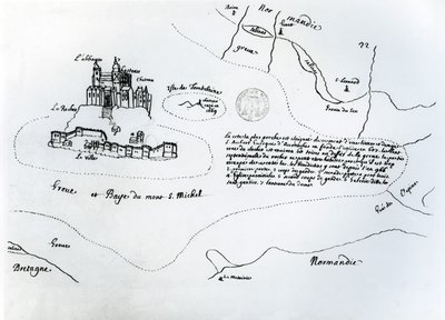 Carte de la baie du Mont Saint-Michel - French School