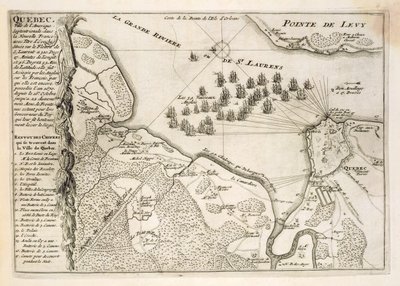 Carte du siège de Québec par la flotte britannique, 1670 - French School
