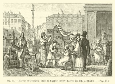 Marché aux oiseaux, place du Châtelet, 1820, d