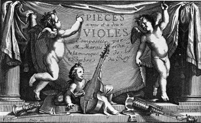 Marin Marais, frontispice de « Pièces à une et deux violes » - French School