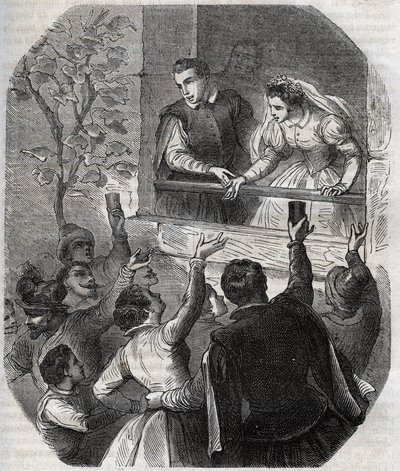 Mariage de Martin Guerre et Bertrande de Rols à Artigat le 15 mai 1539. Gravure de 1871 dans "Histoire Des Cocus Célèbres" de Henry de Kock - French School