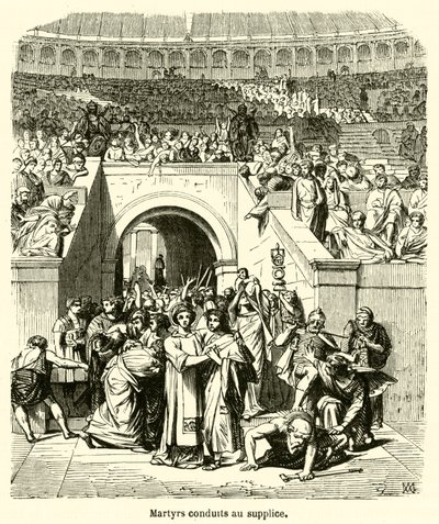 Martyrs conduits au supplice (gravure) - French School
