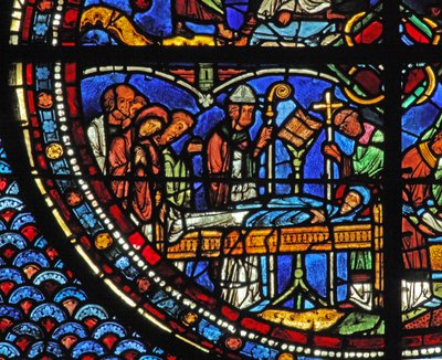 Fenêtre de Marie-Madeleine : la mort de Marie-Madeleine - French School