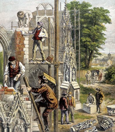 Maçons sur le chantier d