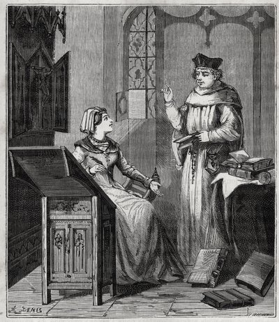 Matthieu Lansbert et sa nièce - Gravure dans « Les sciences à la portée de tous - physique et chimie » par Alexis Clerc - Fin 19e siècle - Collection privée - French School