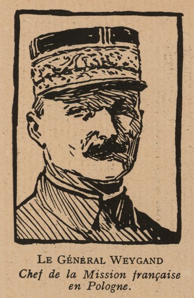 Maxime Weygand, général français et membre de la Mission interalliée envoyée pour soutenir la Seconde République polonaise pendant la guerre soviéto-polonaise en 1920 (litho) - French School