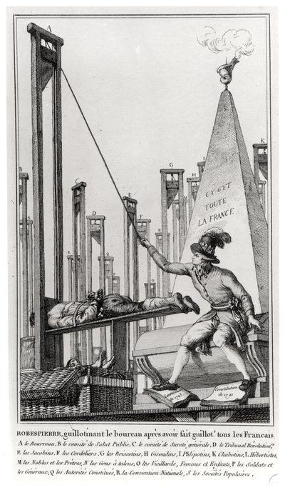 Maximilien de Robespierre (1758-94) exécutant le bourreau - French School
