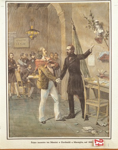 Mazzini et Garibaldi se rencontrant à Marseille - French School