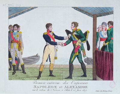 Rencontre entre Napoléon Ier et Alexandre Ier, à Tilsit, 25 juin 1807 - French School
