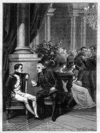 Rencontre à Gênes (Gênova) en Italie de Napoléon Ier avec le cardinal Jean Siffrein Maury (1746-1817) 1805 - dans « Histoire de l