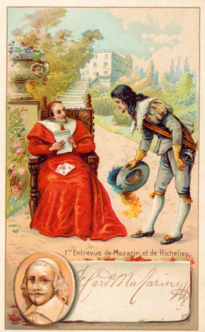 Rencontre du cardinal Richelieu et de Jules Mazarin - French School