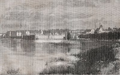 Melun - Île-de-France - gravure dans "La France illustrée : géographie, histoire, administration statistique" par V.A. Malt-Brown. 1884 - French School