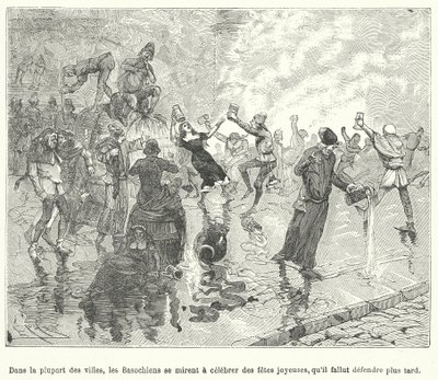 Membres de la Basaoche, une guilde de clercs de notaire, célébrant une fête dans les rues d