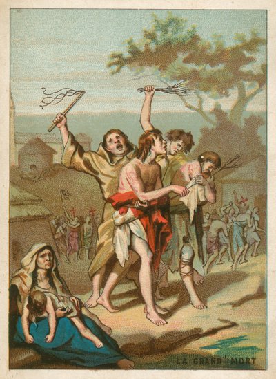 Hommes, femmes et enfants fouettés par des moines - French School
