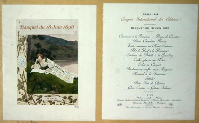 Menu pour un banquet du 