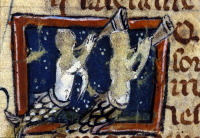 Sirènes représentées dans un bestiaire français du 14ème siècle. Milan, Biblioteca Trivulziana. - French School