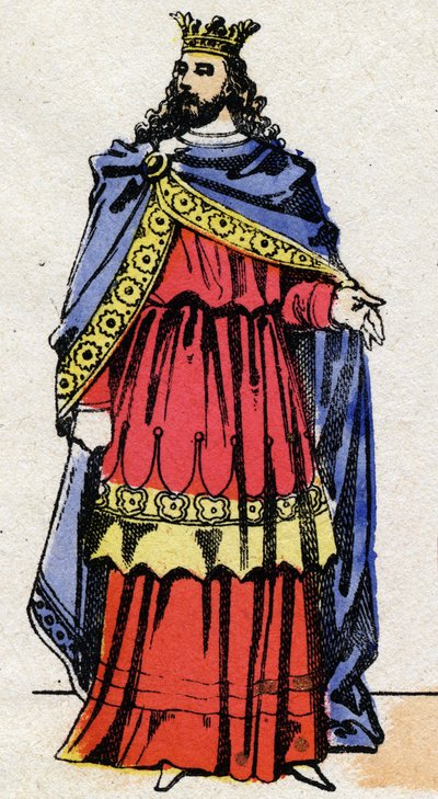 Dynastie mérovingienne : Portrait de Childéric III (714-755) roi des Francs de 743 à 751. Imagerie d