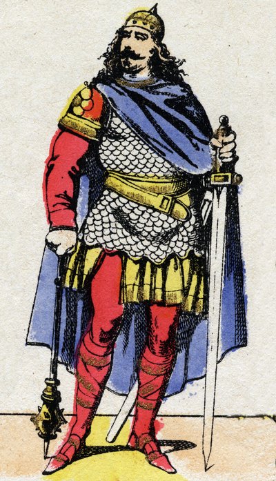 Dynastie mérovingienne : Portrait de Charles Martel (v. 688-741) maire du palais de 737 à 741. Imagerie d