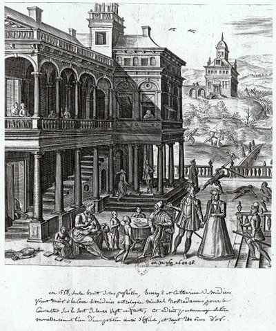Michel de Nostradame (1503-66) consulté sur le sort des sept enfants de Catherine de Médicis (1519-89) et Henri II (1519-59) 1548 - French School
