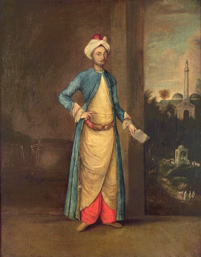 Officiel de cour du Moyen-Orient dans un intérieur - French School