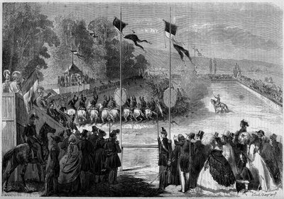 Carrousel militaire exécuté par les élèves de Saint-Cyr. Morbihan (56), 31 août 1861. Gravure dans « Le Monde Illustré » n°230 du 7 septembre 1861. - French School