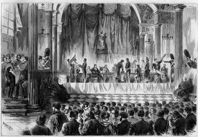 Recrutement militaire : tirage au sort des conscrits de 1858, dans la salle Saint Jean de l