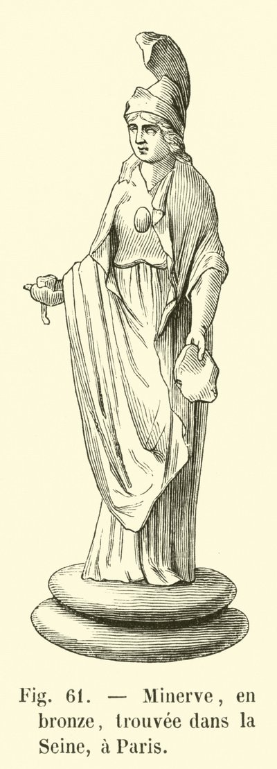 Minerve, en bronze, trouvee dans la Seine, a Paris (engraving) - French School
