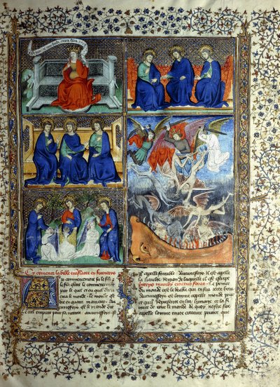 Miniature représentant le Royaume des Cieux avant la création : Sapientia, la Trinité et l