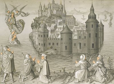 Miracle de la Vierge Marie sauvant des pèlerins au Mont Saint-Michel - French School