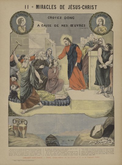 Miracles de Jésus-Christ (lithographie couleur) - French School