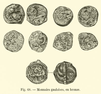 Monnaies gauloises, en bronze - French School