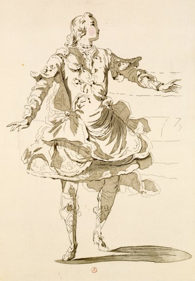 Monsieur Jeliotte en Pygmalion, dans Pygmalion, un livret de Lamotte, composé par Jean-Philippe Rameau (1683-1764) 1748 (gravure en couleur) - French School