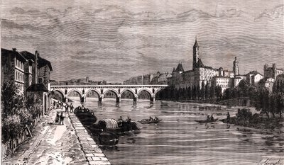 Montauban - Languedoc-Roussillon-Midi-Pyrénées - gravure dans « La France illustrée : géographie, histoire, administration statistique » par V.-A. Malt-Brown. 1884 - French School