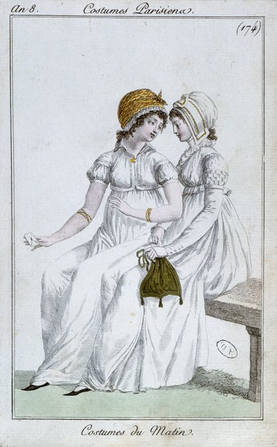 Robe du matin, planche de mode des Costumes Parisiens, 1800 - French School