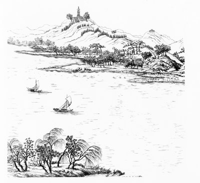 Mont Chang et Lac Chou, de Jardins Anglo-Chinois à la Mode, par George Louis le Rouge, publié vers 1776-88 - French School