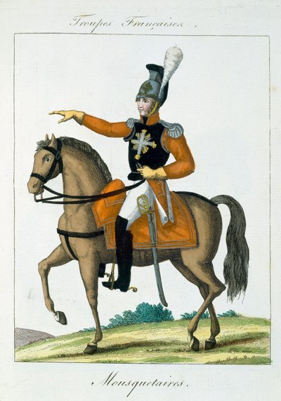 Mousquetaire Monté, de Troupes Françaises, pub. chez Basset, Paris, vers 1790 - French School