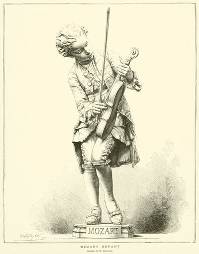 Mozart enfant, statue de M. Barrias - French School