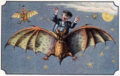 M. Baboulifiche chevauchant une chauve-souris dans l