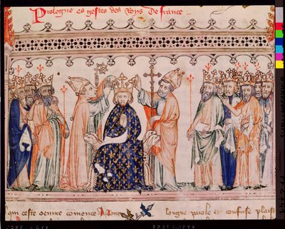 Consécration de Philippe III le Hardi (1245-85) Roi de France, des Grandes Chroniques de France, 1375-79 - French School